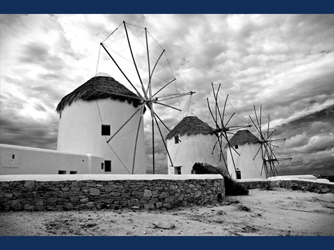 Windmills Mikonos BW